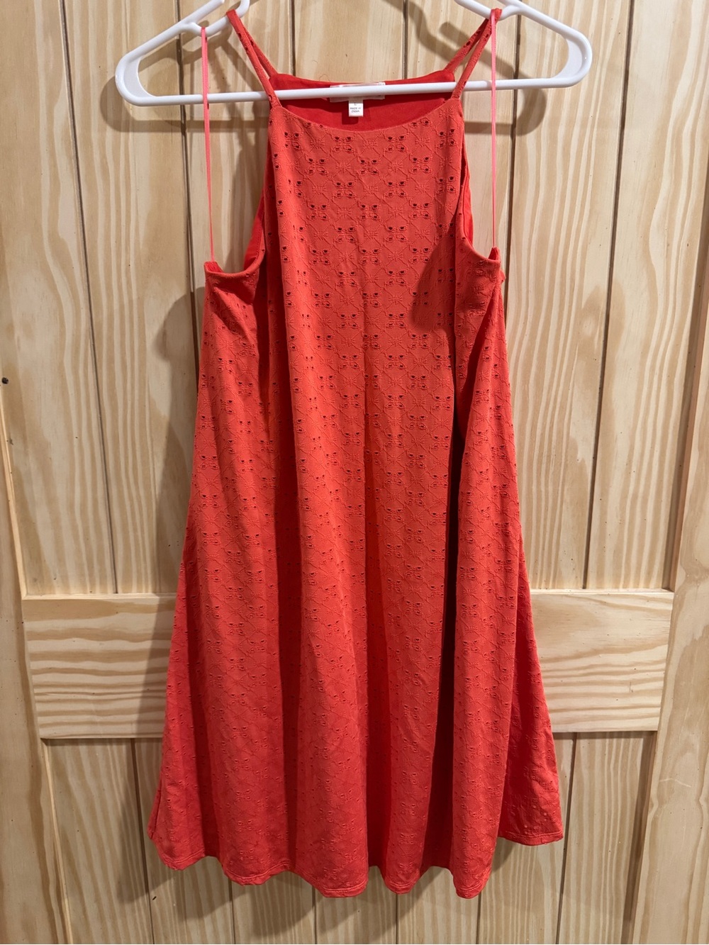 NINE BRITTON LOOSE FIT DRESS WITH EYELET DESIGN —peachy orange